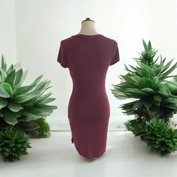 Sheath Tshirt Style Mini Dress with Crew Neck and Short Sleeves - Picture 3 of 8